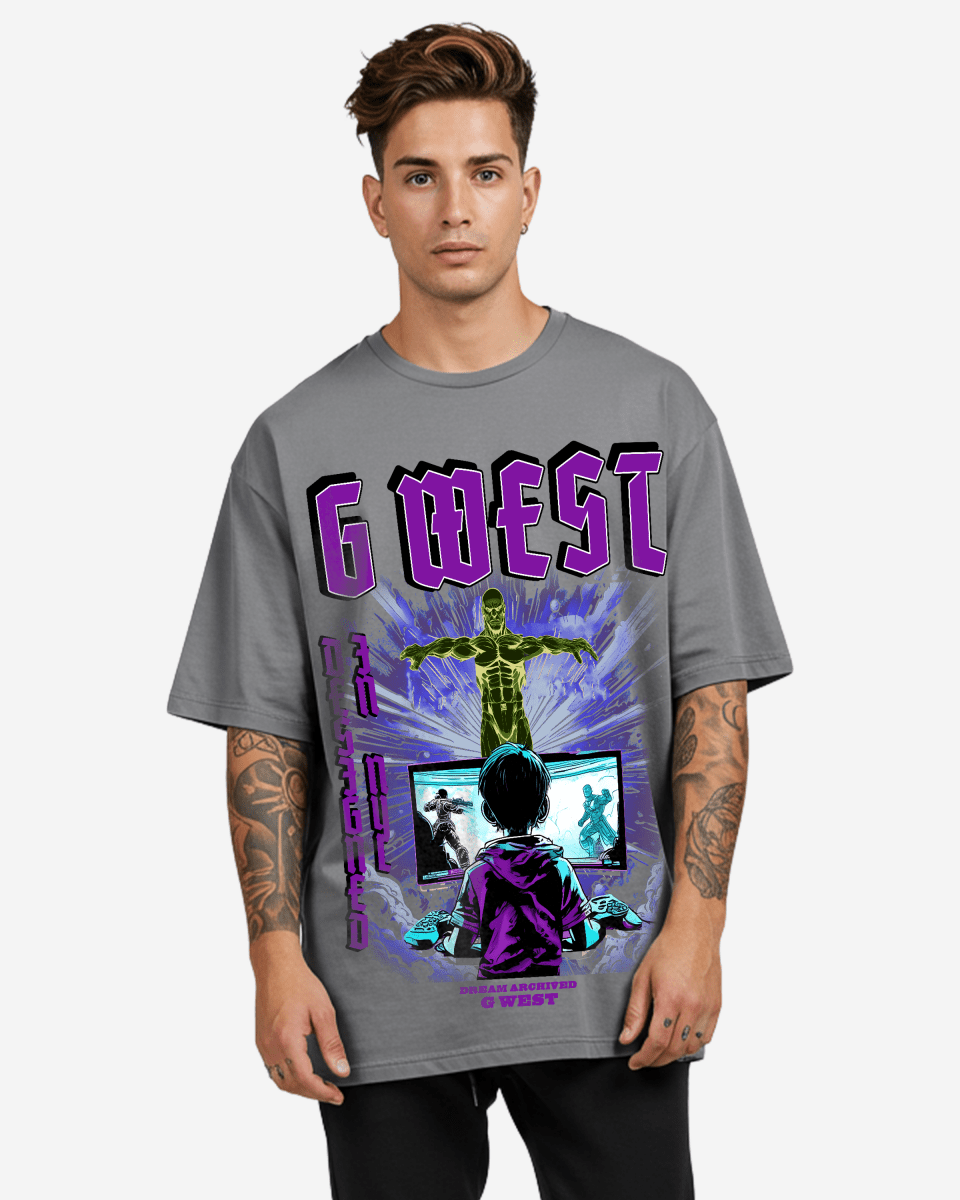 G West Game of G Baby Blue Black Oversized T-Shirt Mens