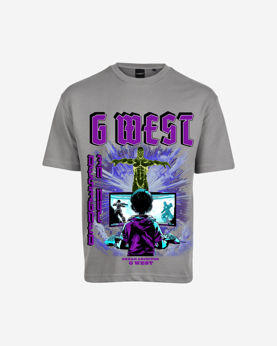 G West Game of G Baby Blue Black Oversized T-Shirt Mens