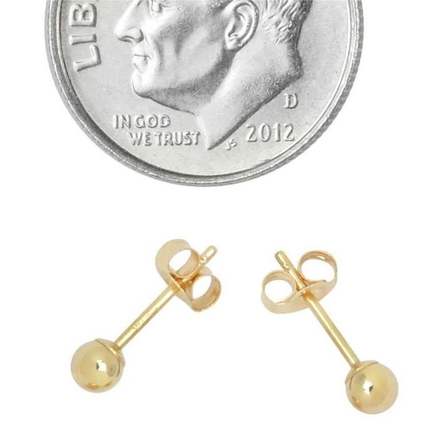 Solid 14K Gold Ball Studs - Assorted Sizes