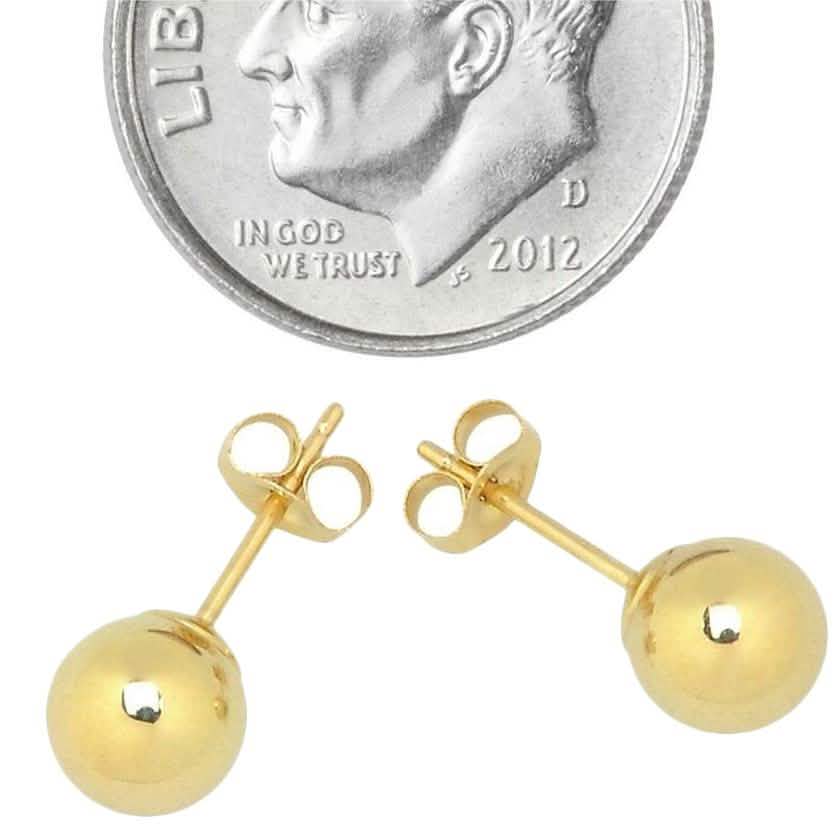 Solid 14K Gold Ball Studs - Assorted Sizes