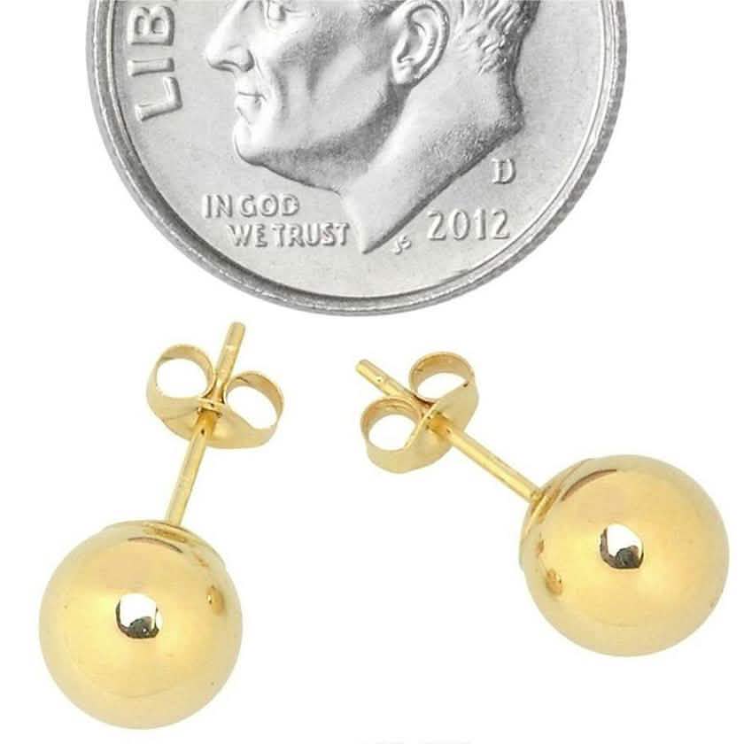Solid 14K Gold Ball Studs - Assorted Sizes