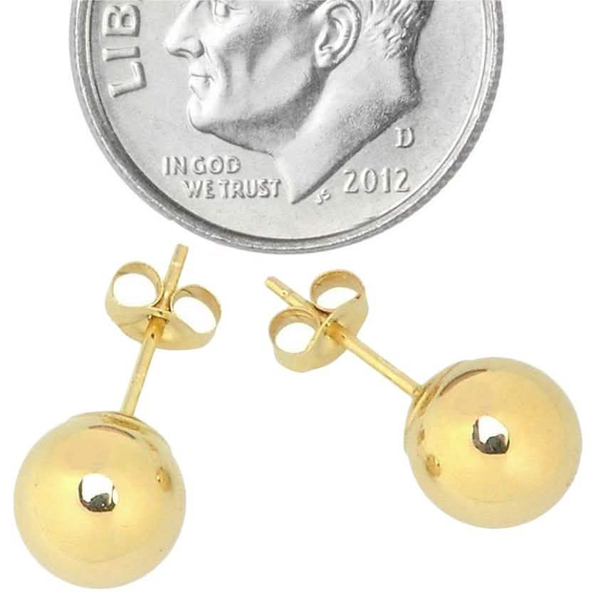 Solid 14K Gold Ball Studs - Assorted Sizes